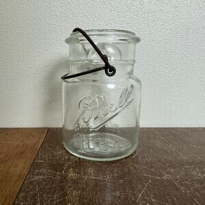 Antique 1900-1923‎  Ball Mason Jar Wire Bail Wire Lock Clear Glass Jar with Lid